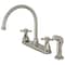Kingston Brass KB4728BXSP Two-Handle Centerset Kitchen Faucet with Side Sprayer, Brushed Nickel KB4728BXSP - alternate 1